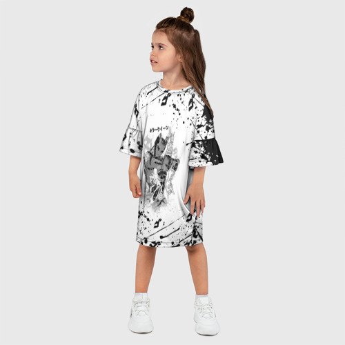 Детское платье 3D с принтом KILLER QUEEN черные брызги, фото на моделе #1