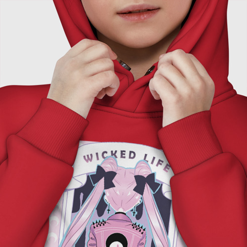 Детское худи Oversize хлопок Sailor moon wicked life, цвет красный - фото 7