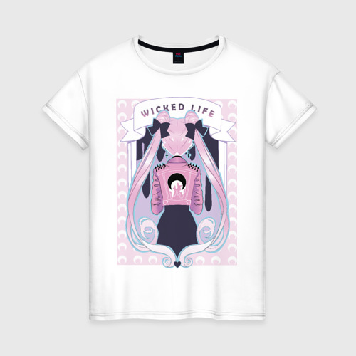 Женская футболка из хлопка с принтом Sailor moon wicked life, вид спереди №1