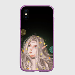 Чехол для iPhone XS Max матовый Эльфийка и звезды