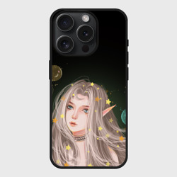Чехол силиконовый для Apple iPhone 15 Pro матовый Эльфийка и звезды