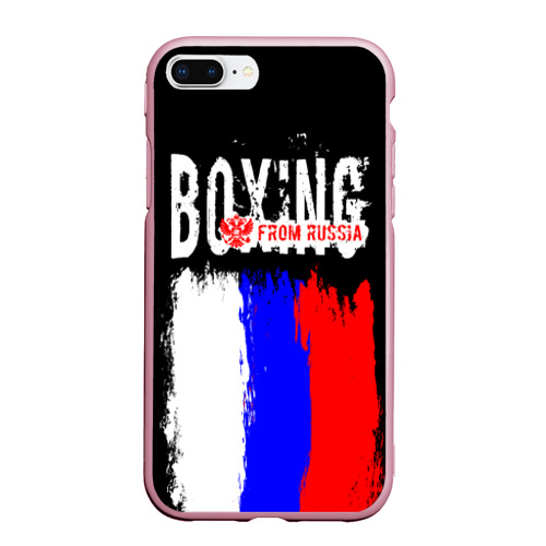 Чехол для iPhone 7Plus/8 Plus матовый Boxing from Russia, цвет розовый