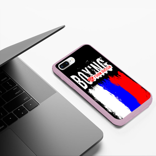 Чехол для iPhone 7Plus/8 Plus матовый Boxing from Russia, цвет розовый - фото 5