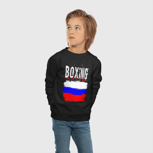 Детский свитшот хлопок Бокс Россия, цвет черный - фото 5