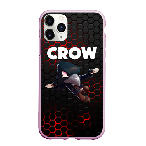 Чехол для iPhone 11 Pro Max матовый BRAWL STARS CROW, цвет розовый