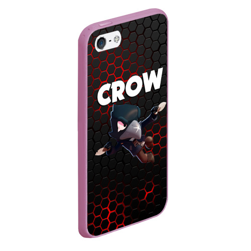 Чехол для iPhone 5/5S матовый BRAWL STARS CROW, цвет розовый - фото 3