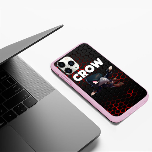 Чехол для iPhone 11 Pro Max матовый BRAWL STARS CROW, цвет розовый - фото 5