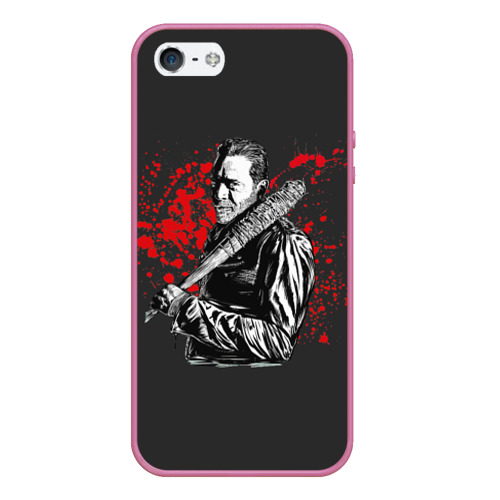 Чехол для iPhone 5/5S матовый Negan, цвет малиновый