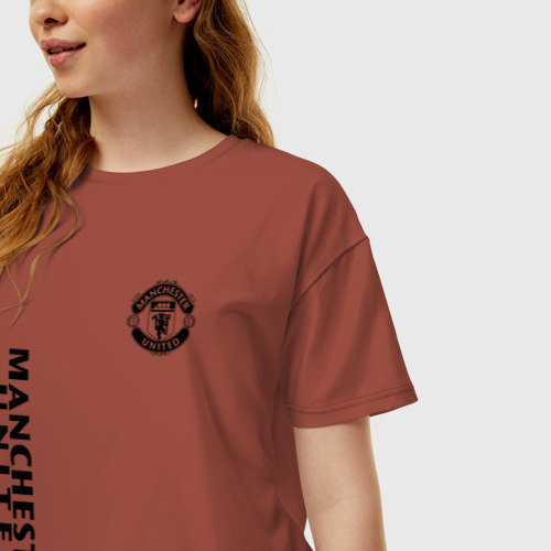 Женская футболка хлопок Oversize Манчестер Юнайтед, цвет кирпичный - фото 3