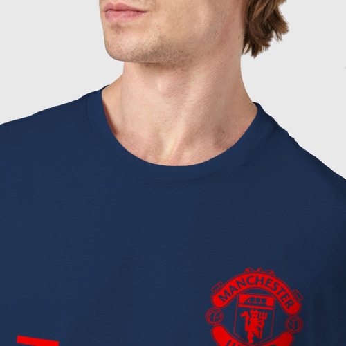 Мужская футболка хлопок Манчестер Юнайтед FCMU Manchester united, цвет темно-синий - фото 6