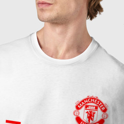 Футболка с принтом Манчестер Юнайтед FCMU Manchester united для мужчины, вид на модели спереди №4. Цвет основы: белый