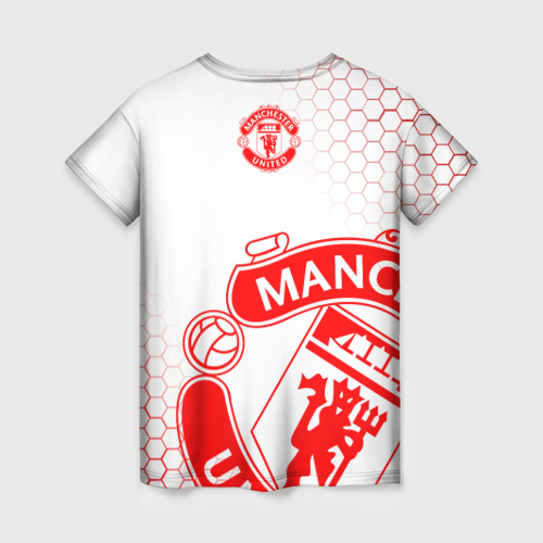 Женская футболка 3D Манчестер Юнайтед white, цвет 3D печать - фото 2