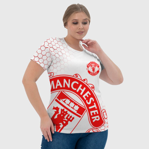 Женская футболка 3D Манчестер Юнайтед white, цвет 3D печать - фото 6