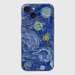 Чехол для iPhone 15 силиконовый с защитой камеры Полотно ван Гога