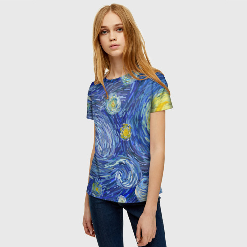 Женская футболка 3D Полотно ван Гога, цвет 3D печать - фото 3