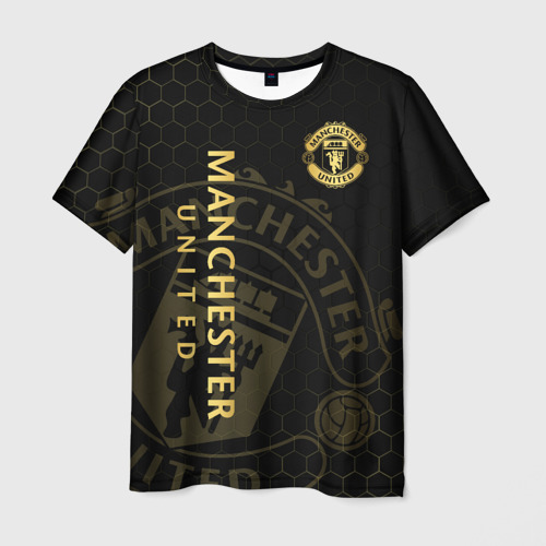 Мужская футболка с принтом Манчестер Юнайтед — team coat of arms, вид спереди №1