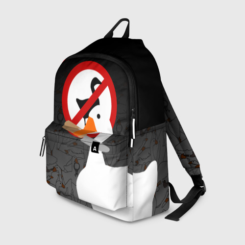 Рюкзак с принтом Untitled Goose Game для любого человека, вид спереди №1. Цвет основы: белый
