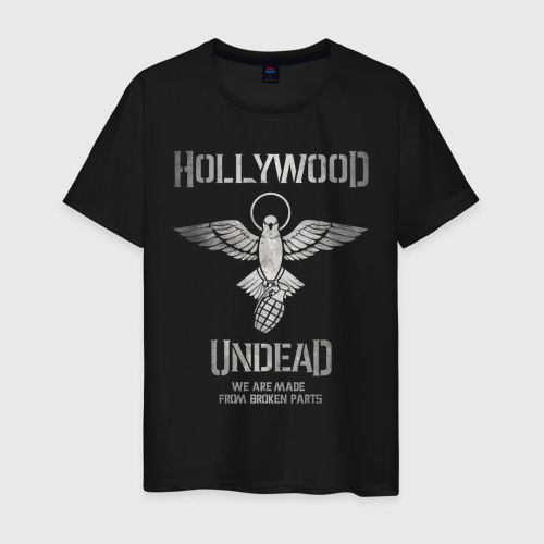 Мужская футболка хлопок с принтом Hollywood Undead, вид спереди #2