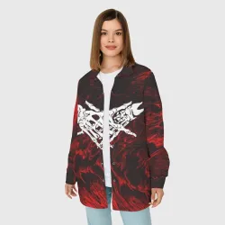 Женская рубашка oversize 3D Velial Squad red abstract - фото 2