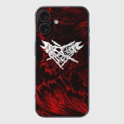 Чехол для iPhone 16 силиконовый с защитой камеры Velial Squad red abstract
