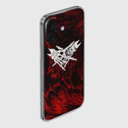 Чехол для iPhone 16 силиконовый с защитой камеры Velial Squad red abstract - фото 2