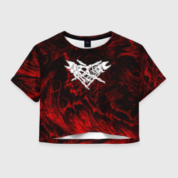 Женская футболка Crop-top 3D Velial Squad red abstract