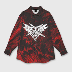 Женская рубашка oversize 3D Velial Squad red abstract