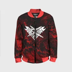 Детский бомбер 3D Velial Squad red abstract