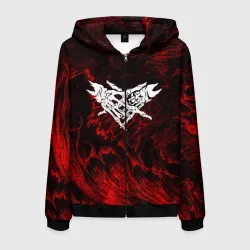 Мужская толстовка 3D на молнии Velial Squad red abstract