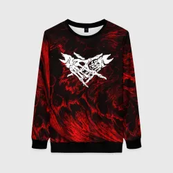 Женский свитшот 3D Velial Squad red abstract