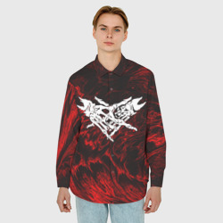 Мужская рубашка oversize 3D Velial Squad red abstract - фото 2