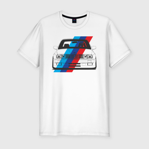 Мужская футболка хлопок Slim BMW M3 E30 M флаг, цвет белый