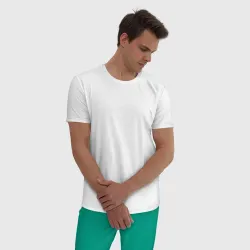 Мужская пижама с белой футболкой хлопок Без дизайна - фото 2