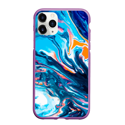 Чехол для iPhone 11 Pro Max матовый Волны красок, цвет фиолетовый