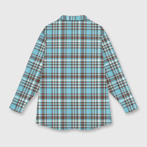 Мужская рубашка oversize 3D с принтом Клетчатый голубой стиль рубашки, вид сзади #1