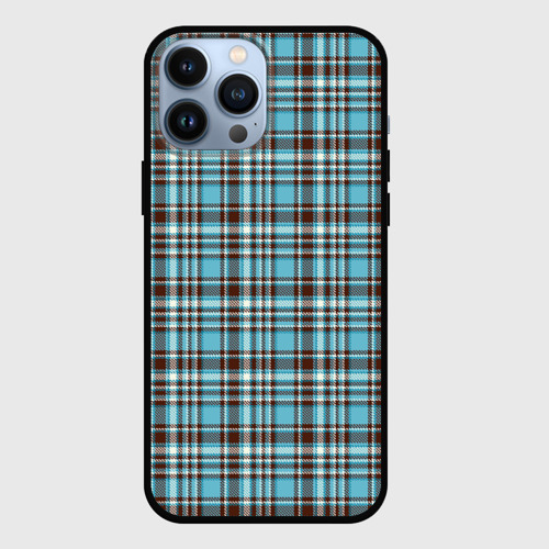 Чехол для iPhone 13 Pro Max с принтом Клетчатый голубой стиль рубашки, вид спереди #2