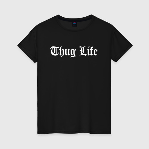 Женская футболка хлопок Thug life, цвет черный