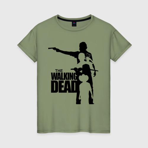 Женская футболка хлопок Ходячие мертвецы, цвет авокадо
