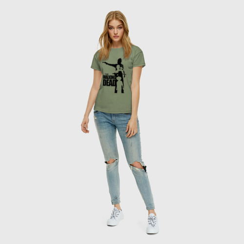 Женская футболка хлопок Ходячие мертвецы, цвет авокадо - фото 5