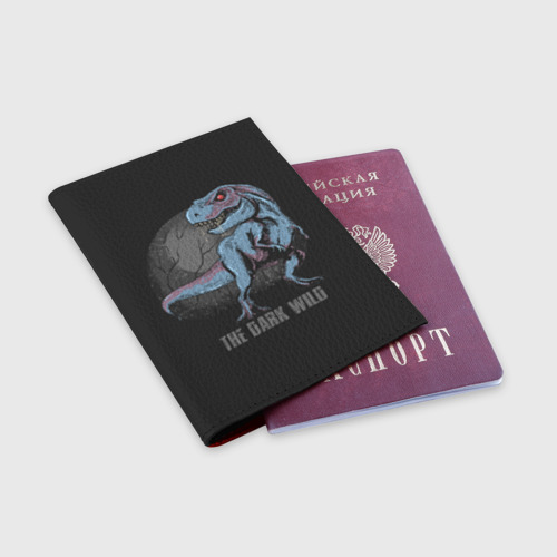 Обложка для паспорта матовая кожа T Rex, цвет красный - фото 3