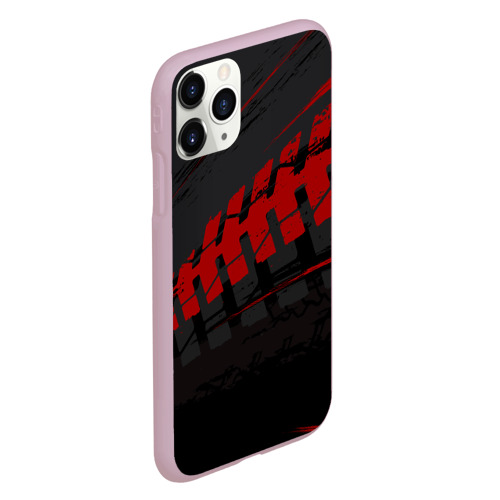 Чехол для iPhone 11 Pro матовый с принтом Красный след на черном, вид сбоку #3