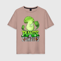 Женская футболка хлопок Oversize Plants vs. Zombies