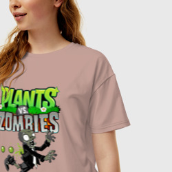 Женская футболка хлопок Oversize Plants vs. Zombies - фото 2