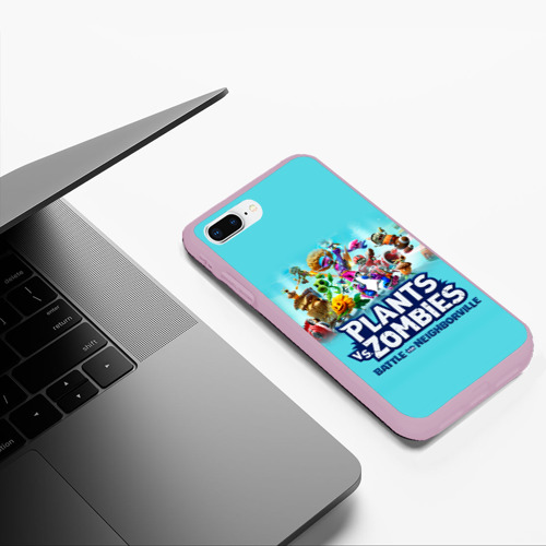 Чехол для iPhone 7Plus/8 Plus матовый Plants vs. Zombies, цвет розовый - фото 5