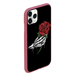 Чехол для iPhone 11 Pro Max матовый Рука скелета с розой - фото 2