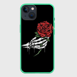 Чехол для iPhone 13 Рука скелета с розой