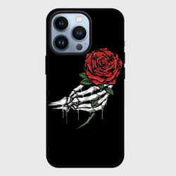 Чехол для iPhone 13 Pro Рука скелета с розой