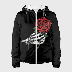 Женская куртка 3D Рука скелета с розой