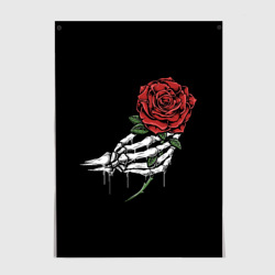 Постер Рука скелета с розой
