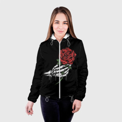 Женская куртка 3D Рука скелета с розой - фото 2